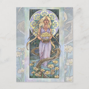Carte Postale La Dame d'avril Art nouveau série de pierres de na