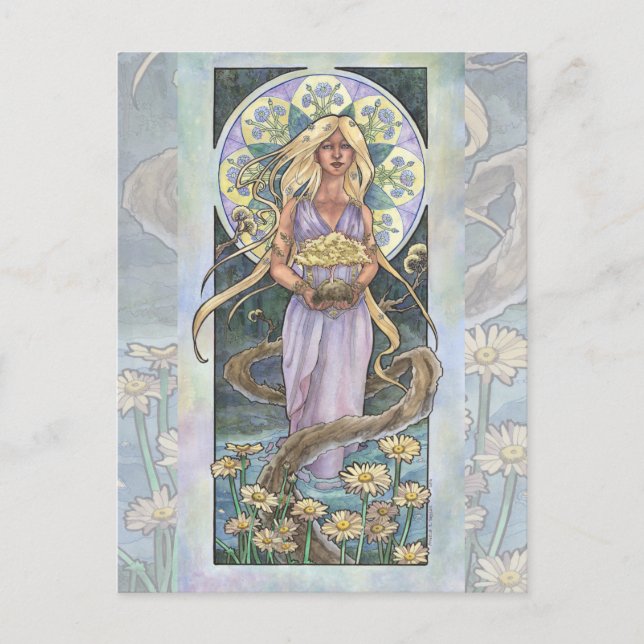 Carte Postale La Dame d'avril Art nouveau série de pierres de na (Devant)
