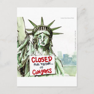 Carte Postale La Dame de la Liberté Fermée pour Réparation du Co