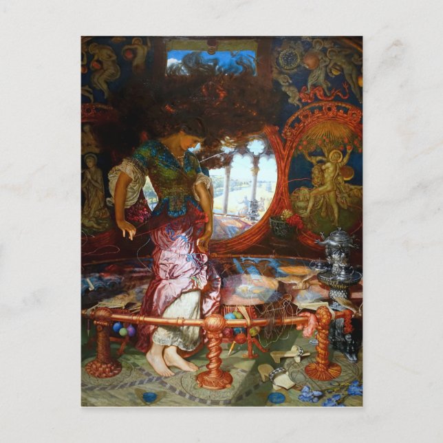 Carte Postale La Dame de Shalott par William Hunt, préraphaélite (Devant)