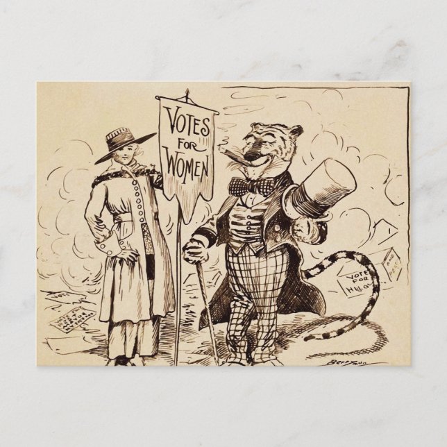 Carte Postale La Dame et le Tigre par Clifford K. Berryman (Devant)