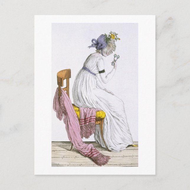Carte Postale La dame portant une négligée, du Costume Parisien, (Devant)