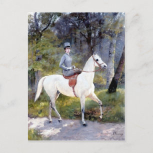 Carte Postale La Dame Riding Peinture Cheval Blanc