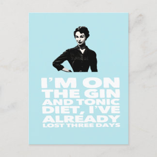 Carte Postale la dame vintage Gin and Tonic Diet