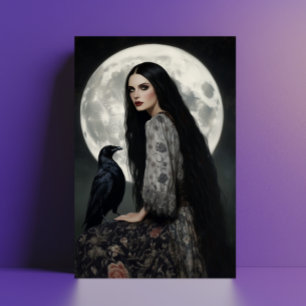 Carte Postale La déesse de Morrigan avec l'art gothique noir cor