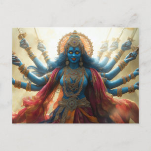 Carte Postale La déesse hindoue Kali Portrait Peinture Shakti Ar