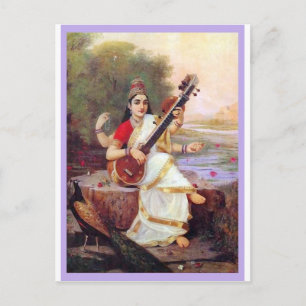 Carte Postale La déesse hindoue Saraswati