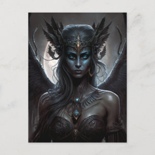 Carte Postale La déesse noire Queen Imaginaire Art
