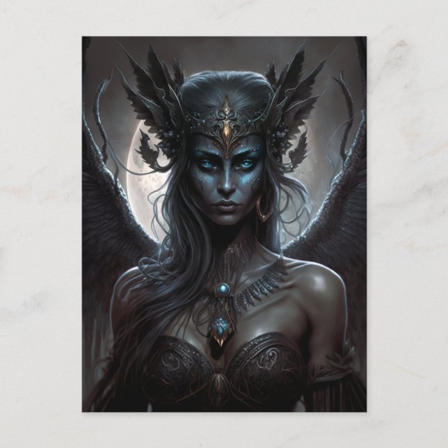Carte Postale La déesse noire Queen Imaginaire Art (Devant)