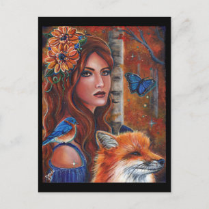 Carte Postale La déesse "Rhiannon" à l'oiseau par Renée Lavoie
