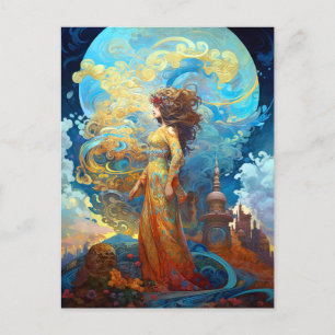 Carte Postale La déesse surréelle Queen Imaginaire Art