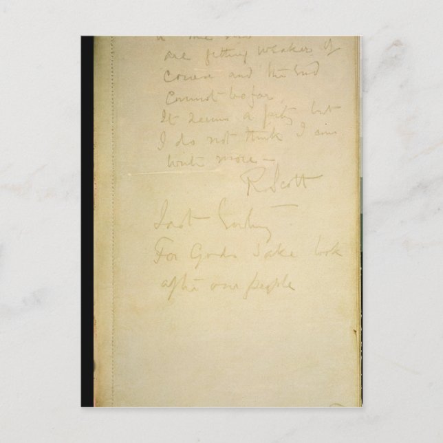 Carte Postale La dernière page de son journal, Antarctique (Devant)