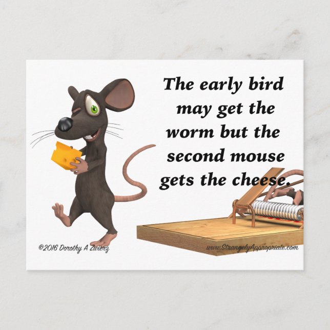 Carte Postale La Deuxième Souris Obtient Le Fromage (Devant)