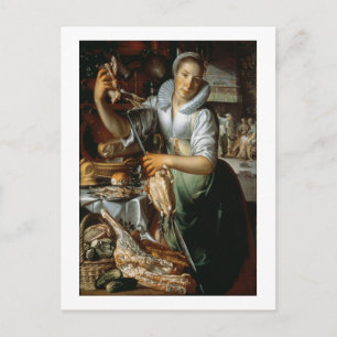 Carte Postale La domestique de cuisine (avec Christ, Marie et Ma