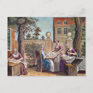 Carte Postale La fabrication de la soie, gravée par J. Hinton