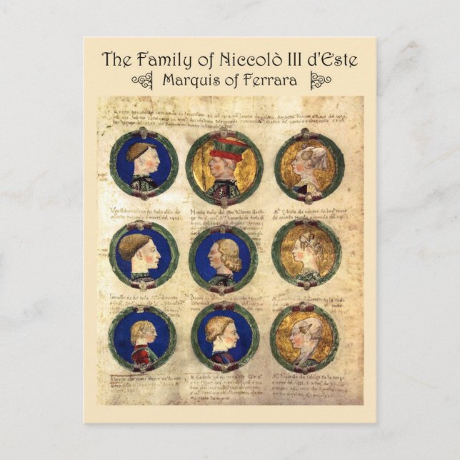Carte Postale La famille de Niccolò III d'Este (Devant)