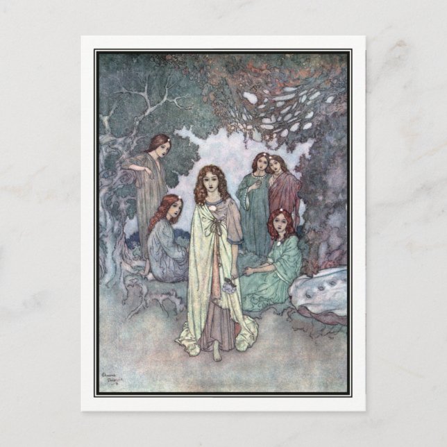 Carte Postale La fée du jardin par Edmund Dulac (Devant)