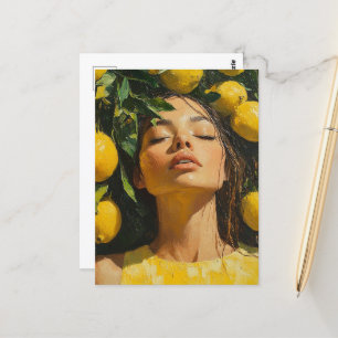 Carte Postale La femme aime le soleil dans les citronniers