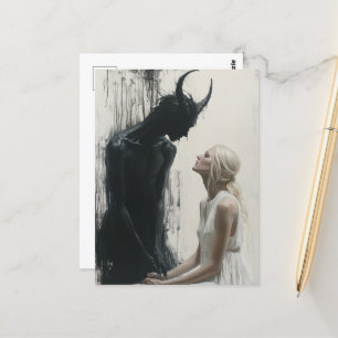 Carte Postale La femme blonde et le démon noir