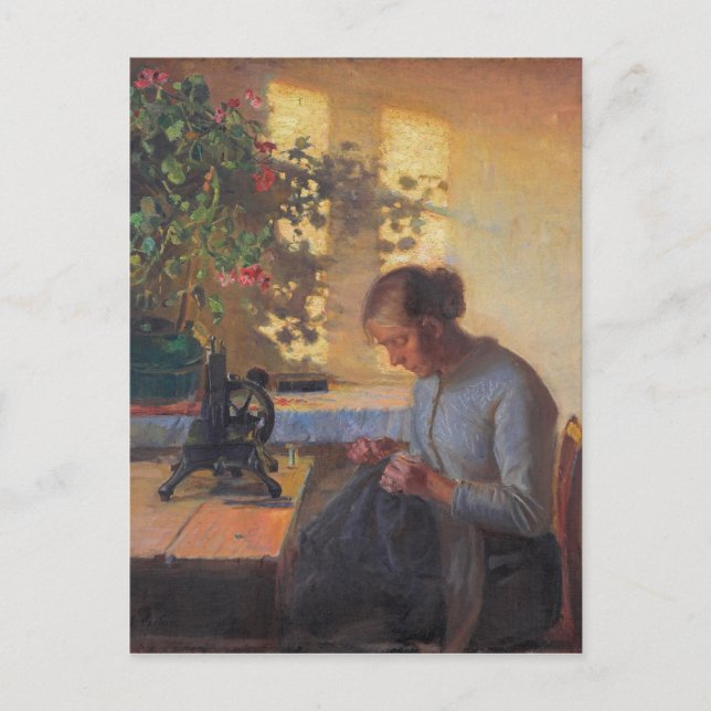 Carte Postale La femme du pêcheur à coudre d'Anna Ancher (Devant)