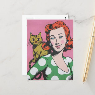 Carte Postale La femme et son chat