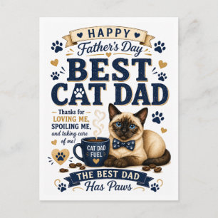 Carte Postale La fête des pères pour papa chat