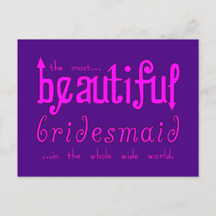 Carte Postale La Fête mariage Remercie Belle Bridesmaid