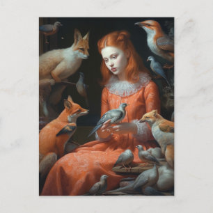 Carte Postale La fille aux renards et aux oiseaux