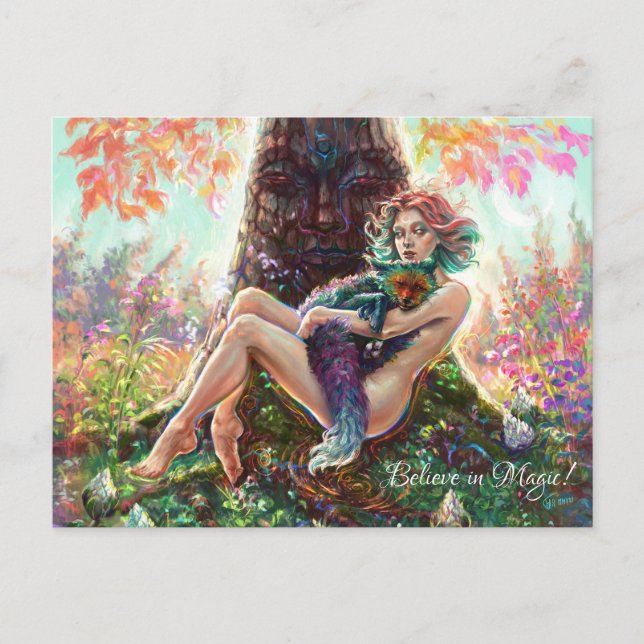 Carte Postale La fille et l'imaginaire magicfox l'art magique de (Devant)