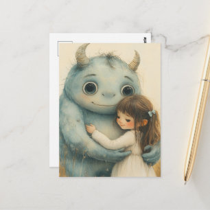 Carte Postale La fille et son ami monstre