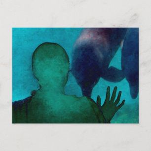 Carte Postale La fille redonne les dauphins grongés