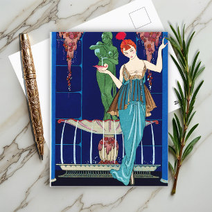 Carte Postale La Fontaine de coquillages, George Barbier