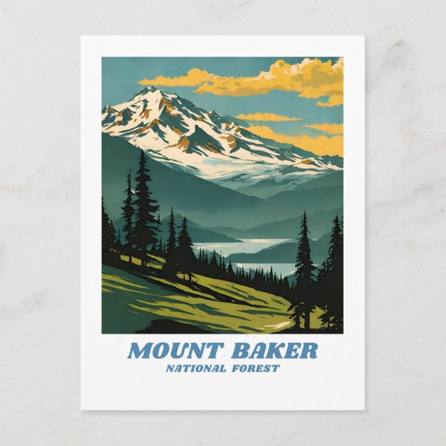 Carte Postale La Forêt nationale du Mont Baker illustration rétr (Devant)