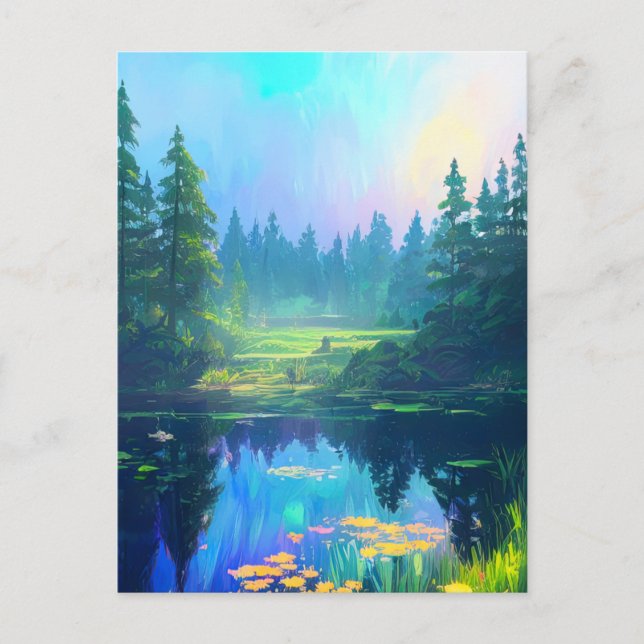 Carte Postale La forêt verte et le défrichement charmant (Devant)