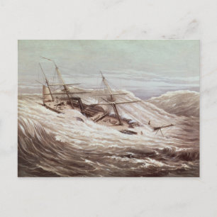 Carte Postale La frégate de vapeur du Mississippi dans un typhon