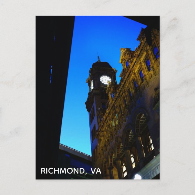Carte Postale La Gare De Richmond Virginia En Voyage De Nuit (Devant)