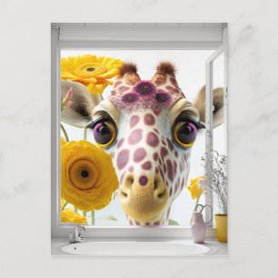 Carte Postale La Giraffe Peeks dans la fenêtre
