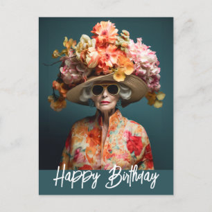 Carte Postale La Grande Dame Flower Casquette