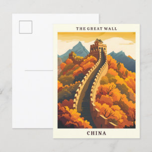 Carte Postale La Grande Muraille Chine Élégant Vintage voyage d'