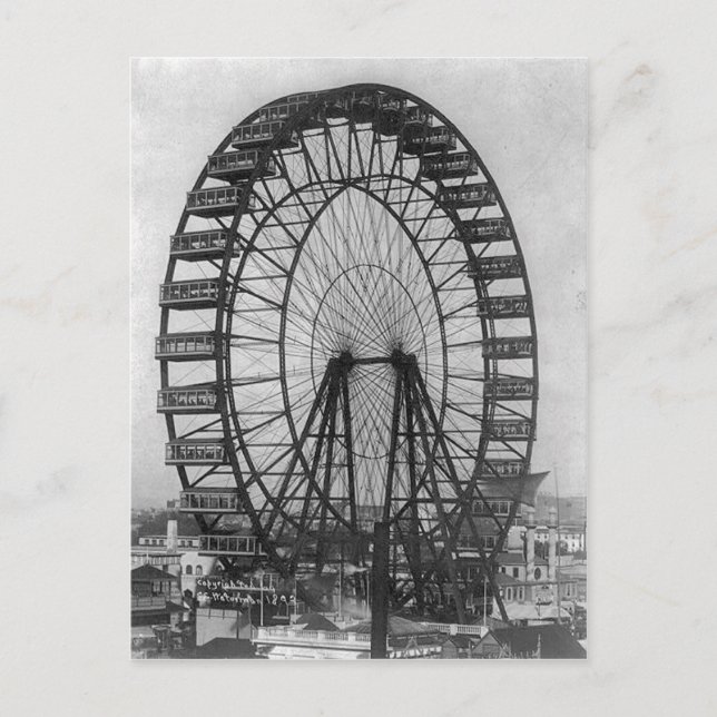 Carte Postale La grande roue originale à la Columbia Expos (Devant)