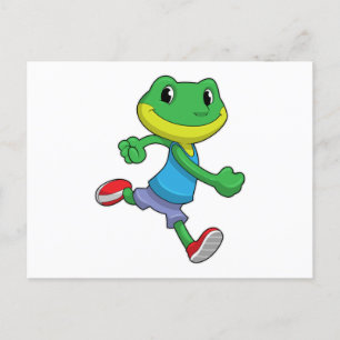 Carte Postale La grenouille comme coureur à la course