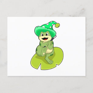 Carte Postale La grenouille en magie avec baguette magique