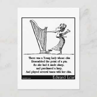 Carte Postale La Jeune Dame d'Edward Lear dont le menton Limeric
