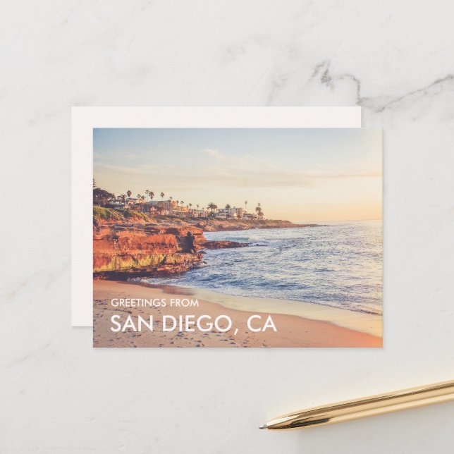 Carte postale La Jolla Sunset Greetings from San D (Devant/Arrière en situation)