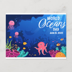 Carte Postale La Journée mondiale des océans Scène sous-marine T