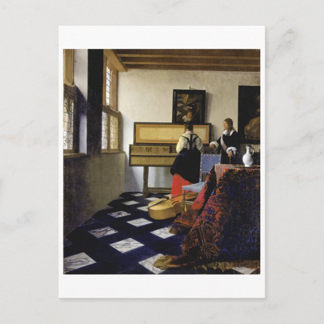 Carte Postale La leçon de musique de Johannes Vermeer (Devant)