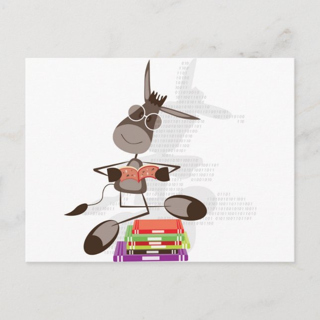 Carte Postale La lecture de l'âne intellectuel (Devant)