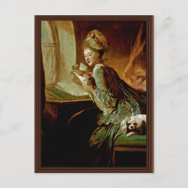 Carte Postale La lettre d'amour, par Fragonard, Jean Honoré (Devant)