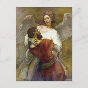 Carte Postale La lutte de Jacob avec l'ange par Rembrandt