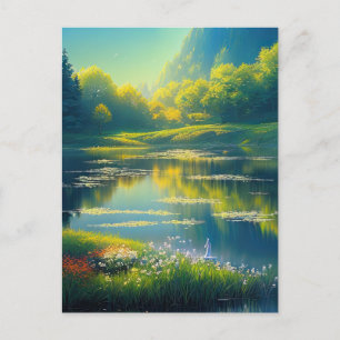 Carte Postale La magie du lever du soleil sur le paysage vert